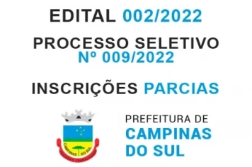 Processo Seletivo Simplificado Nº 009/2022 - Edital 002/2022 - Inscrições Parciais