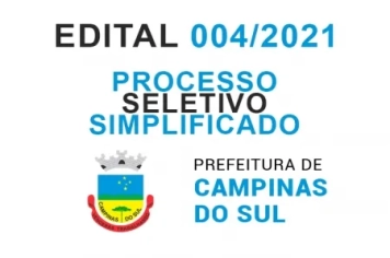 EDITAL Nº 004/2021 PROCESSO DE SELETIVO SIMPLIFICADO Nº 001/2021