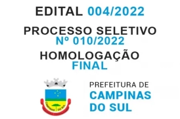 Processo Seletivo Simplificado Nº 010/2022 - Edital 004/2022 - Homologação Final