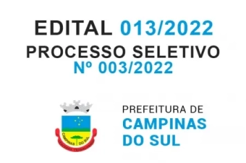 Edital nº 013/2022 - Convocação de Candidatos - Processo Seletivo Simplificado nº 003/2022