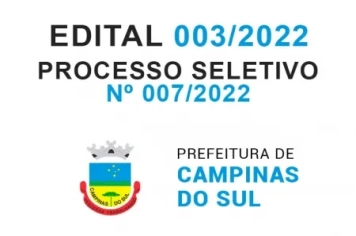 Processo Seletivo Simplificado Nº 007/2022 - Edital Nº 003/2022 – Retificação de prazos