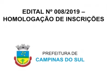 EDITAL Nº 008/2019 – HOMOLOGAÇÃO DE INSCRIÇÕES