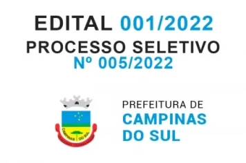 Edital 001-2022 - INSCRIÇÕES - Processo Seletivo Simplificado Para Preenchimento De Vagas Temporárias nº 005/2022
