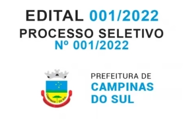 Edital nº 001/2022 - Inscrições do processo seletivo nº 001/2022