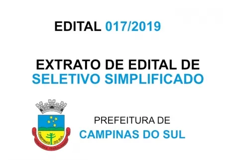 EXTRATO DE EDITAL DE SELETIVO SIMPLIFICADO Nº 017/2019