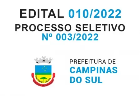 Edital nº 010/2022 - Convocação de Candidatos - Processo Seletivo Simplificado nº 003/2022