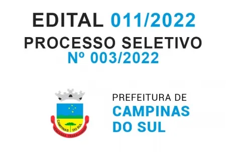 Edital nº 011/2022 - Convocação de Candidatos - Processo Seletivo Simplificado nº 003/2022