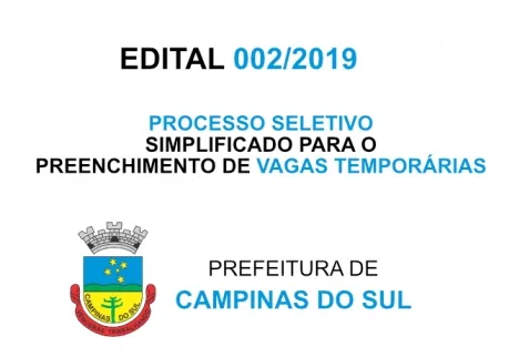 PROCESSO SELETIVO SIMPLIFICADO Nº 017/2019 PARA O PREENCHIMENTO DE VAGAS TEMPORÁRIAS