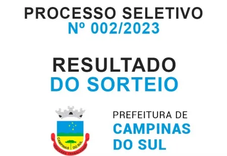 EDITAL Nº 004/2023 – Resultado do sorteio para desempate - PROCESSO SELETIVO SIMPLIFICADO Nº 002/2023