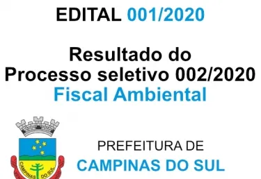 EDITAL 001/2020 DO PROCESSO SELETIVO SIMPLIFICADO 002/2020 - Fiscal Ambiental