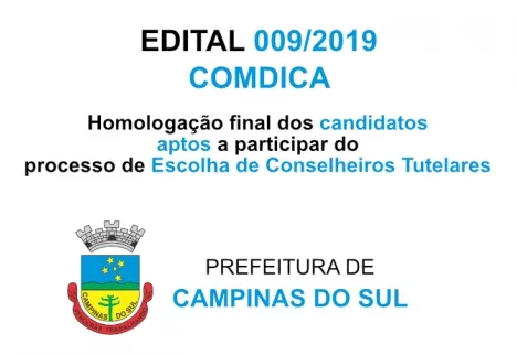 Edital 009/2019 COMDICA -Homologação final dos candidatos aptos a participar do processo de Escolha de Conselheiros Tutelares