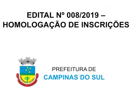 EDITAL Nº 008/2019 – HOMOLOGAÇÃO DE INSCRIÇÕES