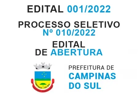Processo Seletivo Simplificado Nº 010/2022 - Edital 001/2022 - Edital de Abertura